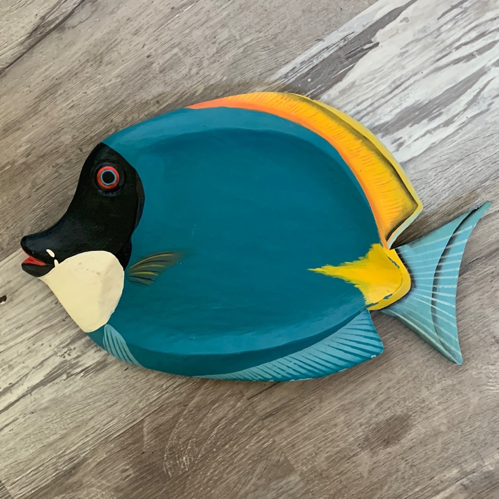 Vintage Wooden Tropical Fish Platter